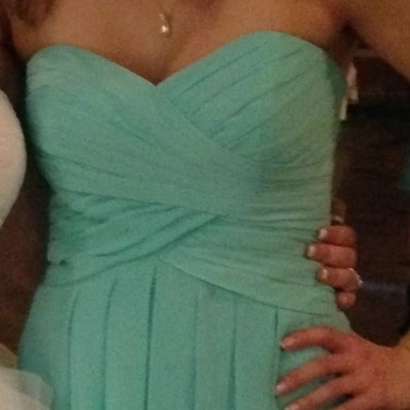 David's Bridal Strapless Light Teal (spa?) Bridesmaid Dress Size 6 - Picture 7 of 7